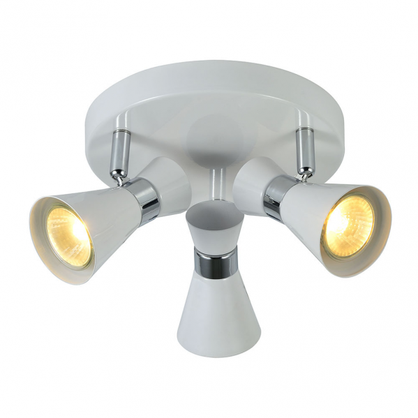 Plafon LED orientable Maximo de Abrila en acabado blanco y cromo, modelo 3xGU10 con dimensiones 13x20x20 cm (referencia 142353001), diseño moderno de metal para iluminación interior doméstica y decoración.