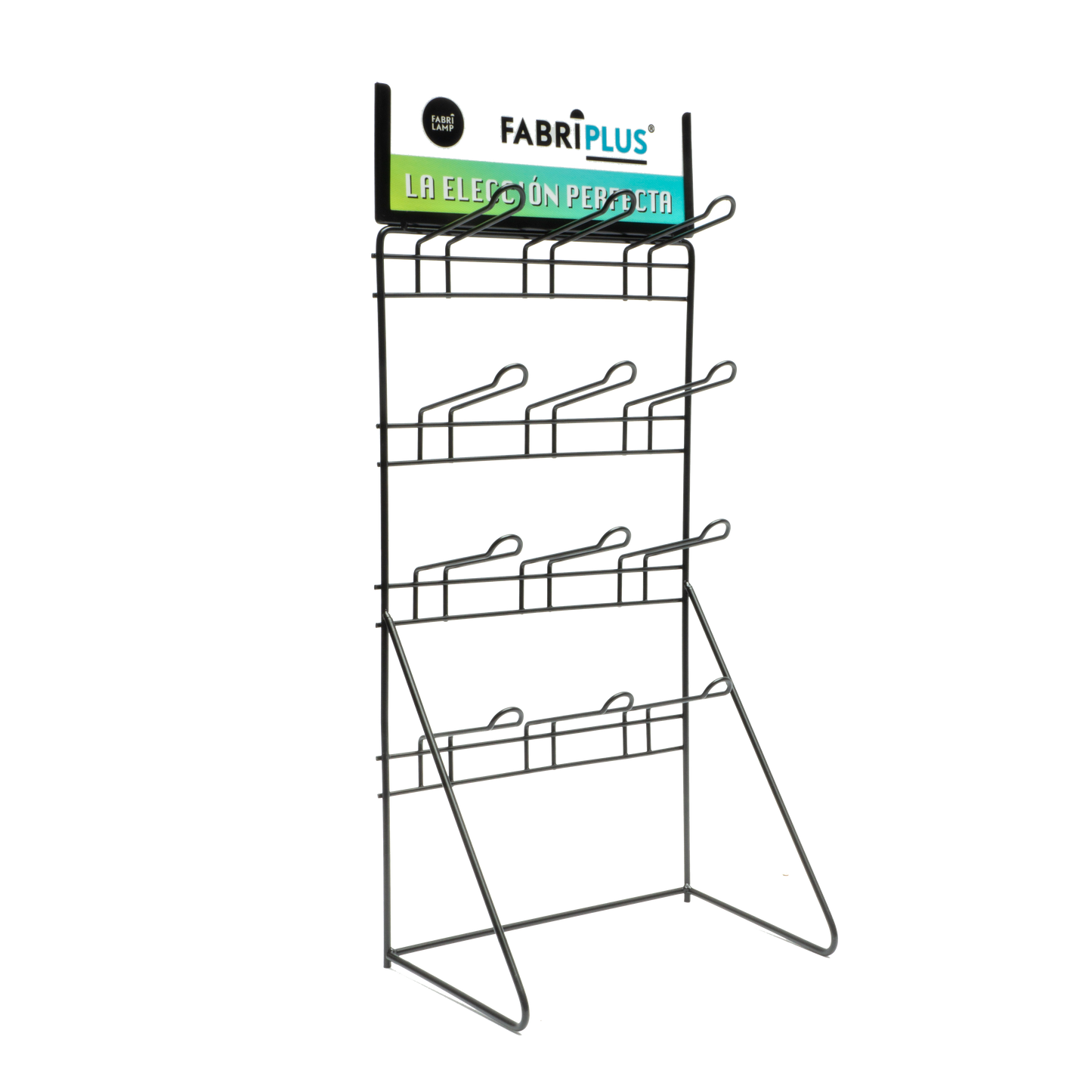 Expositor Fabriplus con 12 ganchos de metal, Fabrilamp, modelo 1432WR01XX, ideal para organización en ferretería y hogar