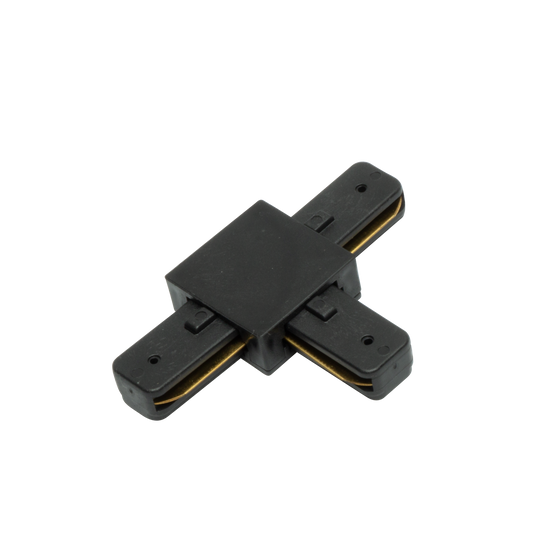 Conector en T Pindal negro de aluminio para iluminación técnica, modelo 1443CONECT-T-NE, Fabrilamp/Abrila, accesorio profesional