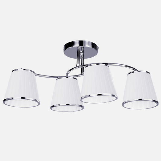 Lámpara de techo Lantanas 4xE27 en cromo y blanco de Abrila, diseño moderno de metal y textil para decoración interior doméstica, modelo 151754020 ideal para iluminación con bombillas E27.