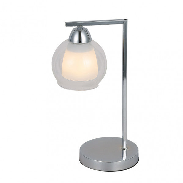 Lámpara sobremesa Makalu en cromo de Abrila, diseño contemporáneo moderno con estructura de metal y cristal, dimensiones 36x14x17 cm, iluminación doméstica ai2 para decoración interior elegante, modelo 153071020.