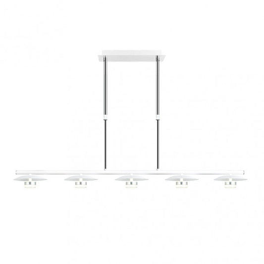 Lámpara Ciudad del Cabo 5L en blanco y plata de Abrila, diseño moderno de iluminación LED interior con 5 luces, ideal para decoración doméstica en metal, modelo 153655074.