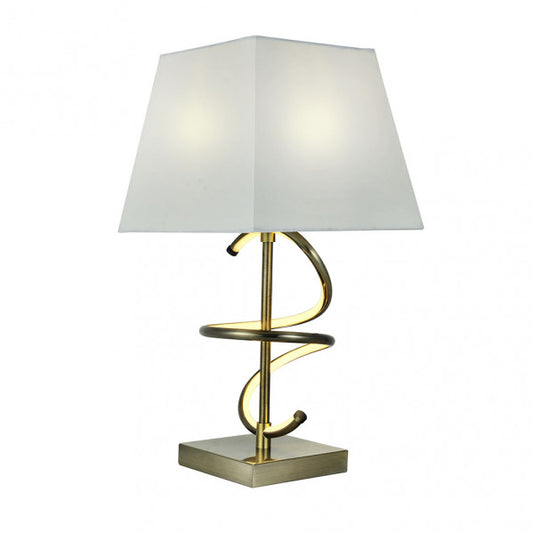 Lámpara de sobremesa Nueva York de Abrila en cuero y blanco roto, diseño elegante con iluminación LED integrada y difusa para decoración interior doméstica, estilo metal textil moderno, referencia 153972014.