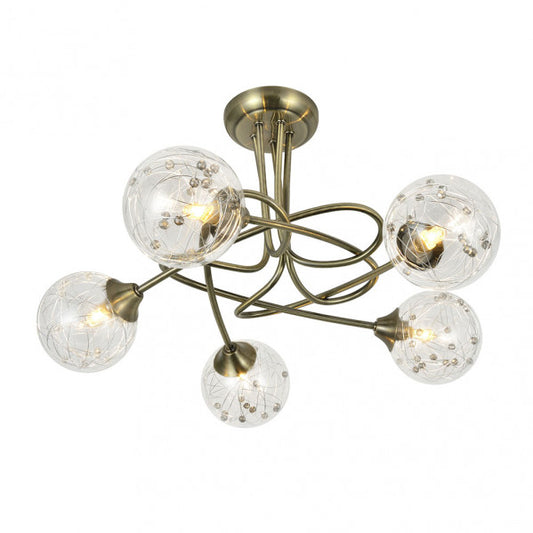 Lámpara moderna Río de Janeiro de Abrila con acabado en cuero y metal cristal, modelo 5xG9 (154155014) para decoración de interiores en dormitorio o salón doméstico