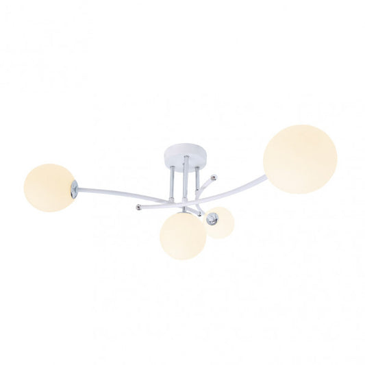 Lámpara La Habana moderna de Abrila en blanco y cromo, diseño 4xG9 con metal y cristal para iluminación difusa interior, dimensiones 25x59x59 cm, ideal para decoración doméstica contemporánea