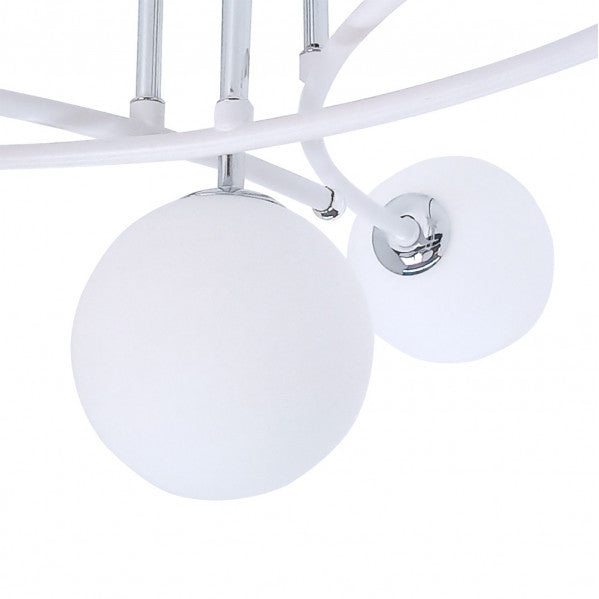 Lámpara La Habana moderna de Abrila en blanco y cromo, diseño de metal y cristal con 4xG9 para iluminación difusa interior, dimensiones 25x59x59 cm, ideal para decoración doméstica (modelo 154554001)
