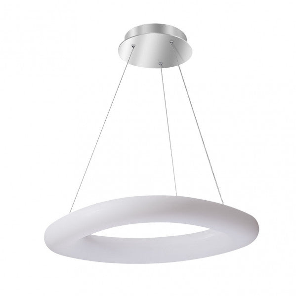 Lámpara colgante Paris Gr 60W en blanco y plata de Abrila, iluminación LED moderna regulable con mando a distancia para ahorro de energía en decoración interior, modelo 154791201