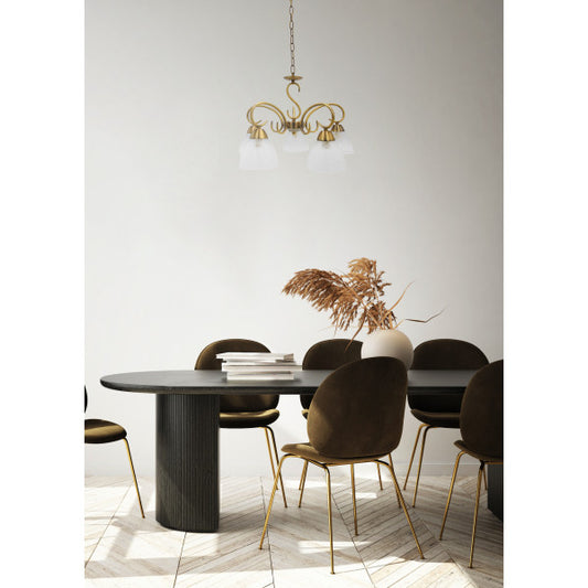 Lámpara clásica Jaipur de Abrila con base de cuero vintage, 5 bombillas E14, diseño interior para dormitorio y salón, iluminación doméstica elegante modelo 155355014