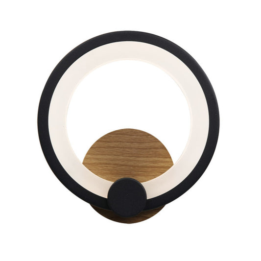 Aplique LED Sydney 10W 4000K negro madera oscura Abrila, lámpara pared moderna interior con LED integrado y luz blanco natural