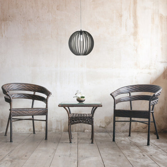 Colgante Bubinga bola de madera café 35x35 cm Abrila 156093502 lámpara colgante estilo rústico vintage minimalista con bombilla E27 para decoración interior doméstica