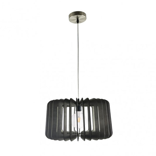 Colgante de madera ebano café 40x40 cm estilo minimalista vintage rústico, lámpara colgante Abrila con casquillo E27 para iluminación doméstica y decoración interior natural