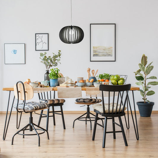 Lámpara colgante Olmo de madera café 45x45 cm, diseño vintage rústico estilo mediterráneo de Abrila con iluminación cálida E27 para decoración interior doméstica