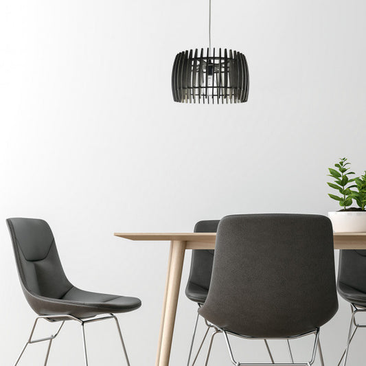 Lámpara colgante Poplar de Abrila en madera café, diseño minimalista vintage rústico de 35x35 cm con casquillo E27 para decoración natural interior doméstico, código 156693502.