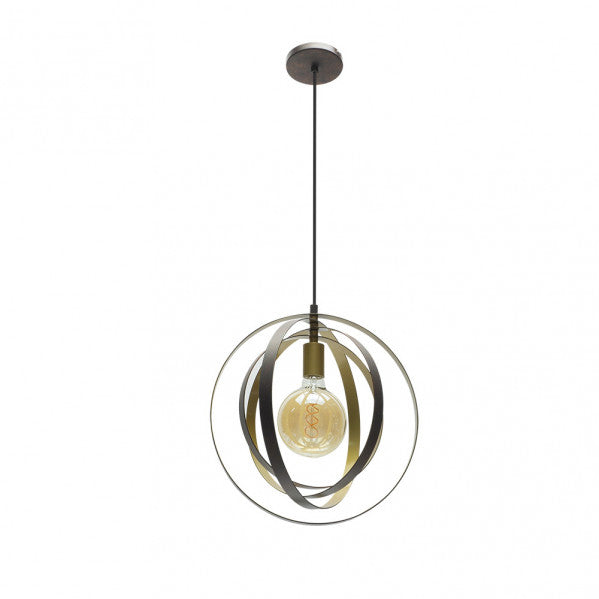 Lámpara colgante de encaje en marrón y oro Abrila modelo 157191077, diseño industrial vintage moderno de metal para decoración interior doméstica, 1xE27