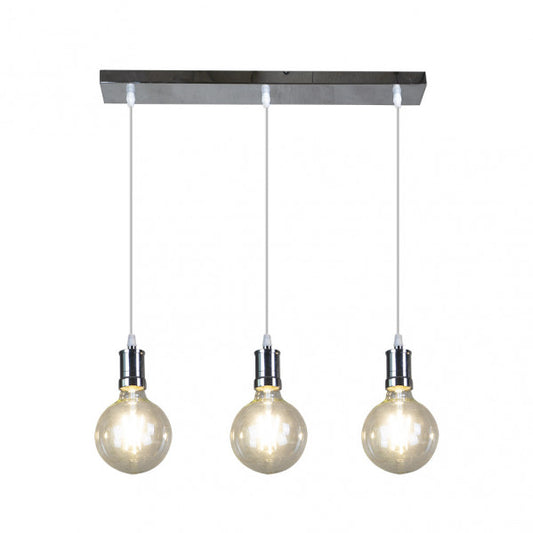 Lámpara colgante Prisco 3xE27 en cromo de Abrila (167193020), diseño vintage moderno para iluminación LED en salón comedor, incluye bombillas, ideal para decoración interior.