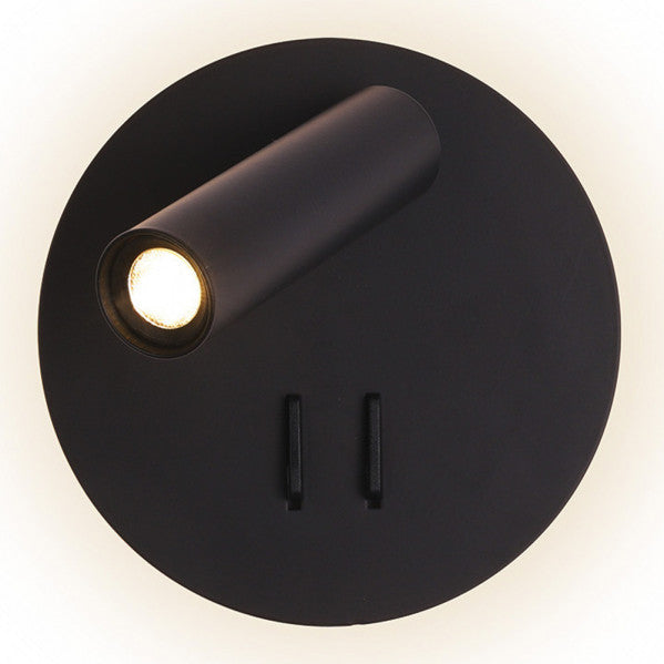 Aplique LED Manet redondo negro 2+6W de Abrila (modelo 171462R09), diseño moderno con foco orientable para iluminación interior, luz indirecta y decoración minimalista.