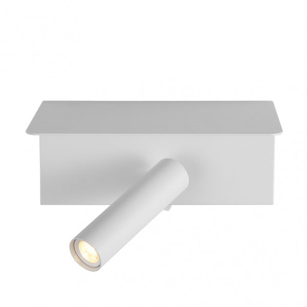 Aplique LED Leonardo blanco con estante integrado y puerto USB, modelo Abrila 171661001, diseño moderno de metal para decoración de interiores domésticos, foco orientable con ahorro de energía AI2.