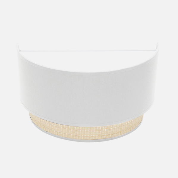 Aplique de pared Kandy de Abrila en acabado natural-blanco, diseño moderno con bombilla E27 para luz difusa, fabricado en metal y textil, medidas 17x30x15 cm, ideal para decoración interior doméstica, modelo 174261001.