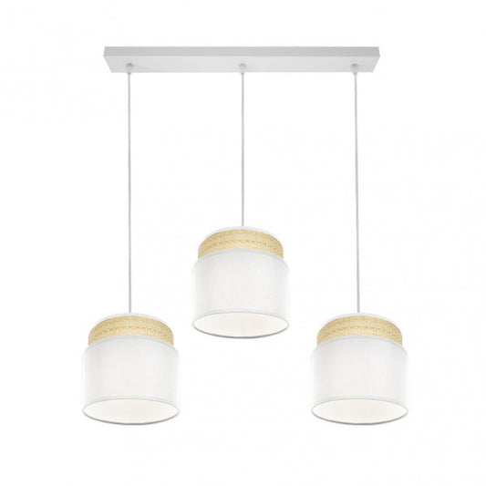 Regleta colgante Kandy de Abrila en acabado natural y blanco, modelo 3xE27 con 174293101, lámpara de metal para decoración interior en dormitorio y salón.