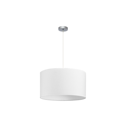 Lámpara colgante Dori de Abrila, diseño moderno vintage rústico en níquel y blanco, 3xE27 de metal y textil para decoración interior.