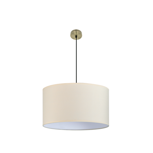 Lámpara colgante Dori Abrila 3xE27 en cuero beige y metal textil, diseño moderno rústico vintage para iluminación interior doméstica