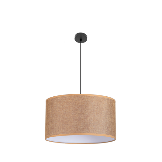 Lámpara colgante Jin negro marrón 3xE27 de Abrila, diseño moderno rústico vintage en metal y textil para iluminación elegante en decoración interior doméstica