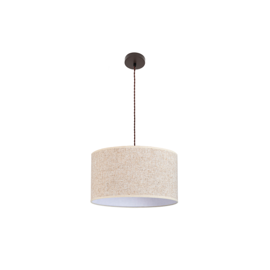 Lámpara colgante Happy marrón/beige 45x45 cm Abrila, diseño moderno vintage en metal y textil para iluminación interior y decoración doméstica