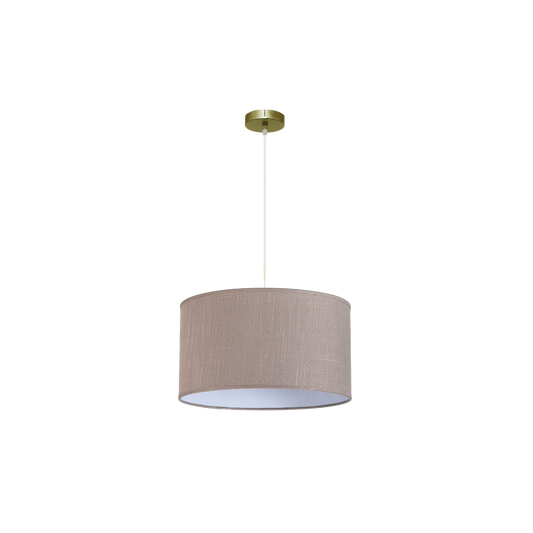 Lámpara colgante Happy en cuero gris de Abrila, diseño moderno metal y textil para iluminación doméstica en salón o dormitorio, compatible con bombilla E27.