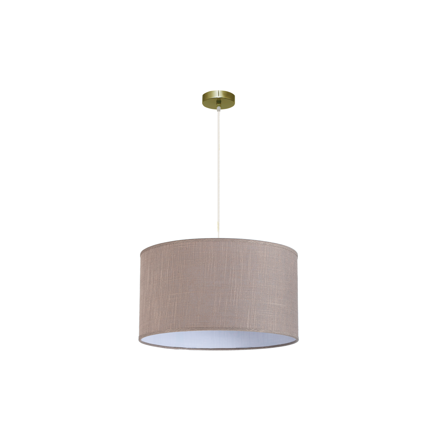 Lámpara colgante Happy 3xE27 de Abrila en cuero y gris 50x50cm, diseño moderno vintage con metal y textil para decoración interior doméstica