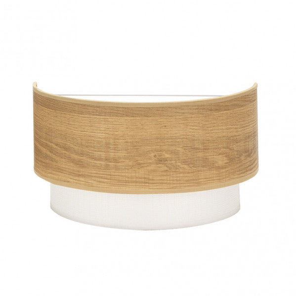 Aplique de pared Myriam de Abrila en madera clara, diseño moderno con materiales de metal y textil, dimensiones 17x30x16 cm, 1 bombilla E27, ideal para decoración interior doméstica, modelo 177661085.