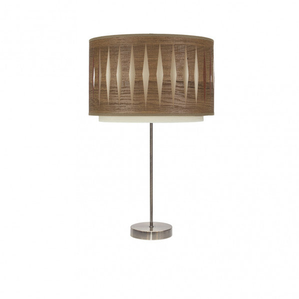 Lámpara sobremesa Alexandra Alto de Abrila en cuero y madera oscura, diseño étnico moderno con luz difusa, iluminación doméstica para decoración interior, modelo 177871184.