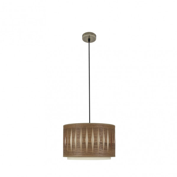 Colgante Alexandra de Abrila en cuero y madera oscura de 30 cm, diseño étnico moderno para iluminación interior y decoración doméstica, referencia 177893084