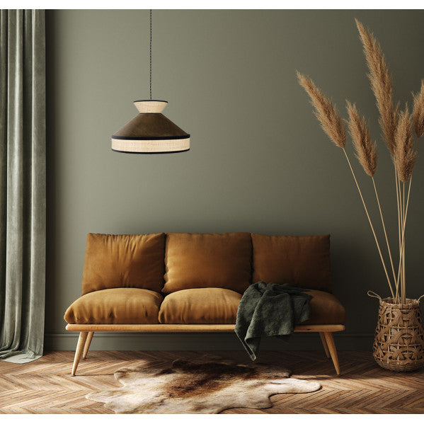 Colgante Fabrizio de Abrila en acabado natural/marrón, lámpara colgante moderna de 50x50 cm con luz difusa, fabricada en metal y textil para decoración interior doméstica, referencia 179995002.