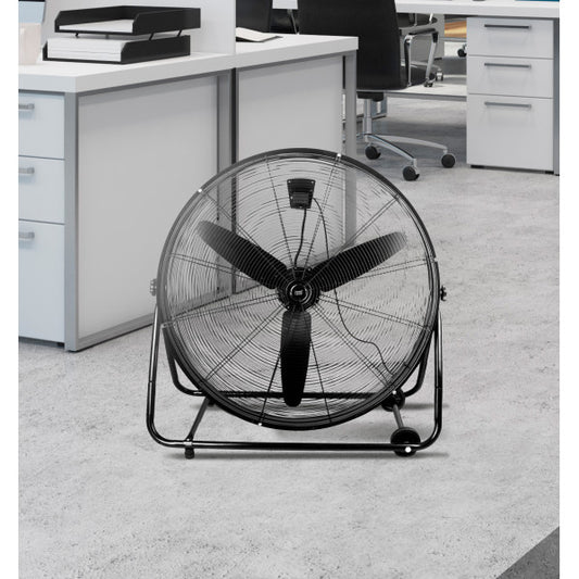 Ventilador industrial Vendaval 360W negro de 87cm con aspas de aluminio orientables, 3 velocidades, modelo Abrila 181471009 para uso doméstico e interior, estructura metálica resistente AI2.
