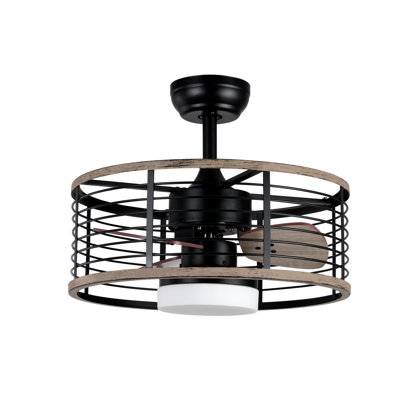 Alt Text Optimizado:
Ventilador de techo Abrila con motor DC de 24W en color negro/madera, modelo 185891309. Incluye 6 velocidades, LED integrado, mando a distancia y temporizador, diseño rústico moderno.