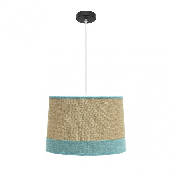 Colgante Tietar 1xE27 en saco turquesa de Abrila, lámpara colgante moderna rústica de metal y textil para decoración interior doméstica, estilo vintage con bombilla E27, referencia 186694048
