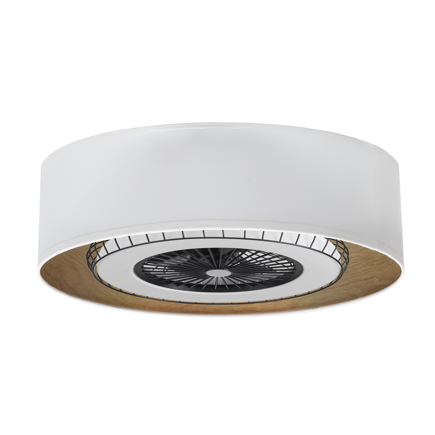 Ventilador de techo Tania 72W Blanco/Madera Clara con LED integrado y mando remoto de Abri-La. Ahorro energético y diseño modernoso para interiores domésticos. Motor DC eficiente y temporizador programable. Modelo 188391701