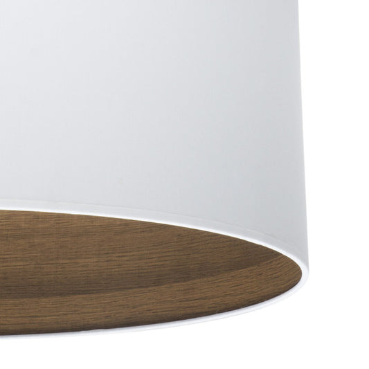 Colgante Tatiana de níquel y madera en blanco y madera oscura de 40 cm, lámpara colgante moderna rústica vintage de Abrila para iluminación interior y decoración del hogar doméstico, estilo ai2 con metal y textil.