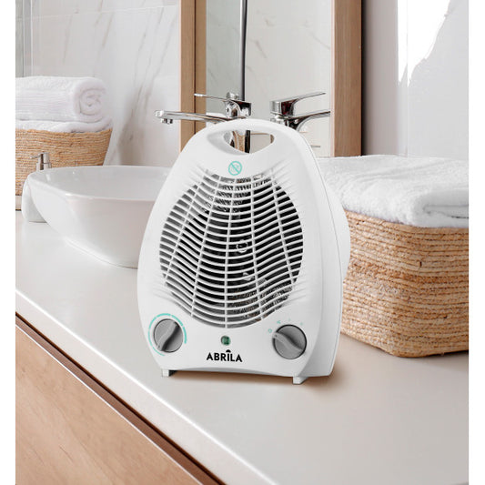 Termoventilador Candil 2000W blanco de Abrila modelo 197912001, calefactor portátil doméstico para interior con termostato regulable, fabricado en policarbonato resistente y diseño AI2 de Yuste.