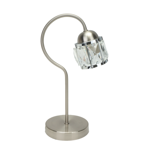 Lámpara de sobremesa Noble en níquel y cromo, modelo Abrila 199371003, dimensiones 35x13x20 cm, diseño clásico de metal y cristal para decoración e iluminación ambiental en interiores domésticos