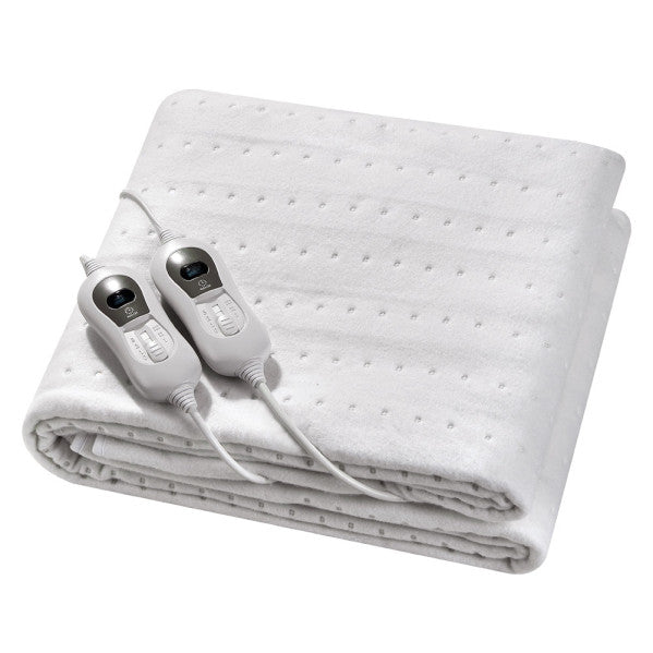 Calientacamas eléctrico Bienestar Duo blanco de Abrila, modelo 160x140 cm con tecnología AI2 para ahorro de energía, manta térmica textil lavable y doméstica para calefacción interior cómoda.