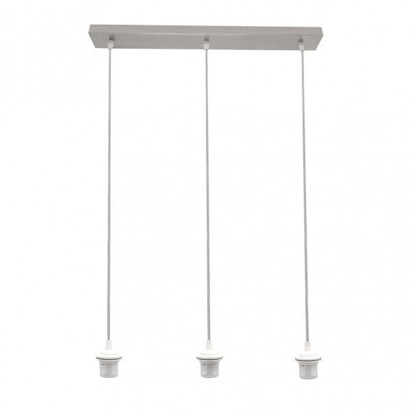 Armazón regleta NIA 3xE27 en níquel satinado de Abrila, modelo 201293R03, accesorio colgante de metal para decoración interior doméstica con bombillas E27