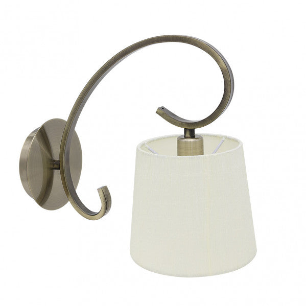Aplique de pared clásico Bogotá en cuero beige, modelo Abrila AI2 (201561014), dimensiones 25x15x28 cm, diseño vintage de metal y textil para iluminación interior doméstica