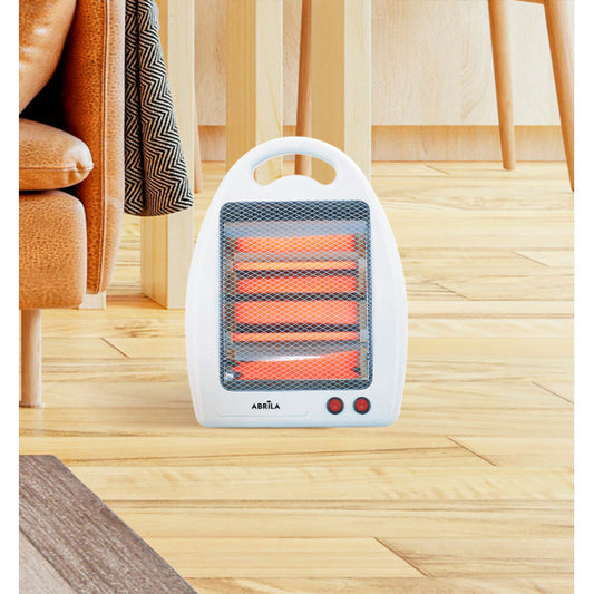 Estufa eléctrica portátil de cuarzo ígneo Abrila 800W en color blanco, modelo AI2 202430801, ideal para calefacción doméstica e interior.
