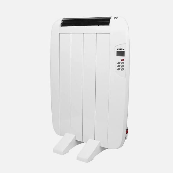 Emisor térmico Gaban 600W blanco de Abrila, modelo 202710601, calefacción portátil y mural para uso doméstico interior con pantalla LCD, temporizador y estructura de aluminio AI2.