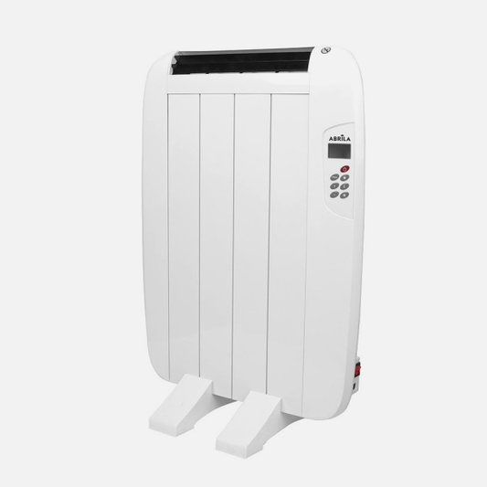 Emisor térmico Gaban 600W blanco de Abrila, modelo 202710601, calefacción portátil y mural para uso doméstico interior con pantalla LCD, temporizador y estructura de aluminio AI2.