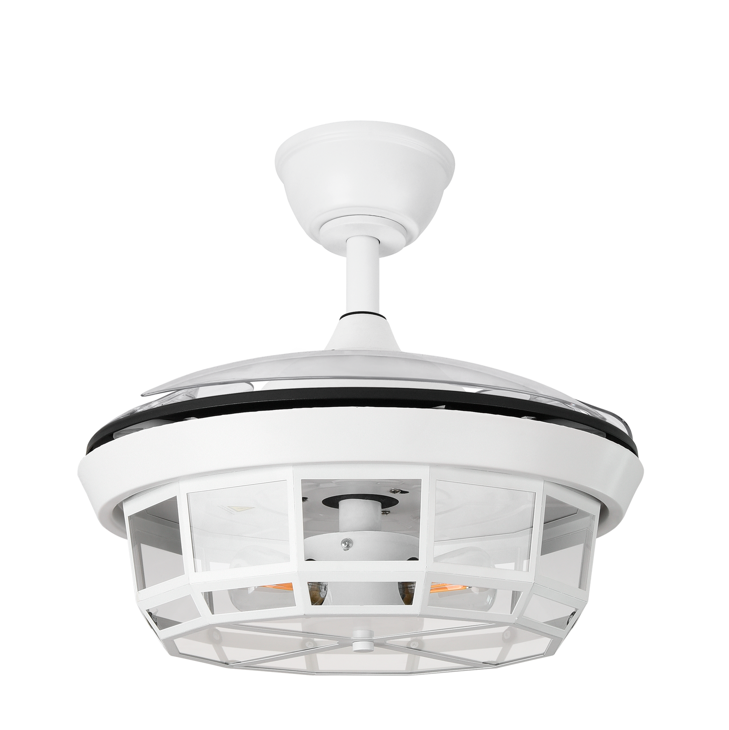 Alt Image: Ventilador de techo Tornado Mini Blanco de 91cm de Abrila, modelo 222699001. Diseñado para interiores domésticos con 6 velocidades ajustables, motor DC eficiente y aspas retraíbles. Incluye mando a distancia para control remoto y es ideal para ventilación en verano e invierno.