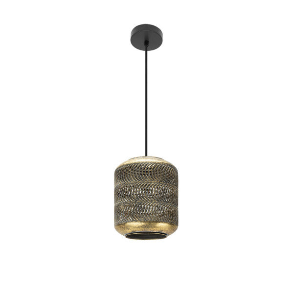 Colgante Vizela negro y oro envejecido de Abrila, lámpara colgante vintage moderna de metal para decoración e iluminación interior doméstica, 1xE27, referencia 223392129