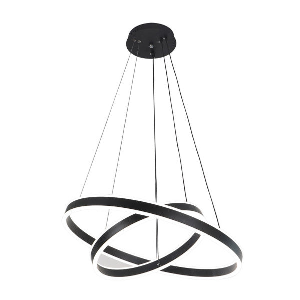 Lámpara colgante LED Lion Negro 126W Abrila, iluminación interior doméstica regulable con mando a distancia, diseño moderno para decoración.