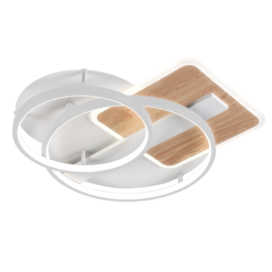 Plafon LED Azores Blanco/Haya 120W Abrila con mando a distancia, lámparas modernas para iluminación interior eficiente, LED integrado y decoración del hogar